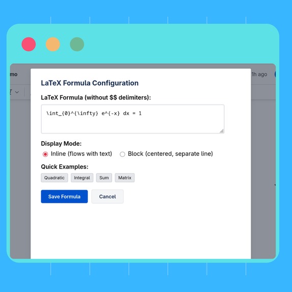 TeXBlox -Beautiful LaTeX math blocks for Confluence – screenshot 1
