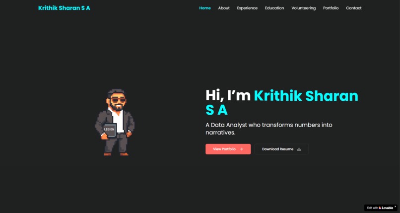 Krithik Sharan's Portfolio – screenshot 1