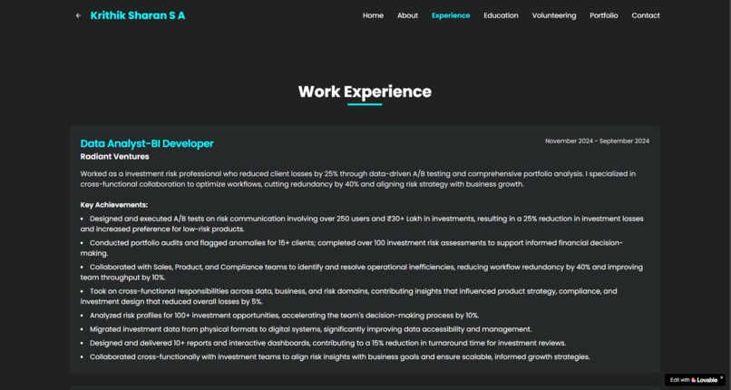Krithik Sharan's Portfolio – screenshot 3
