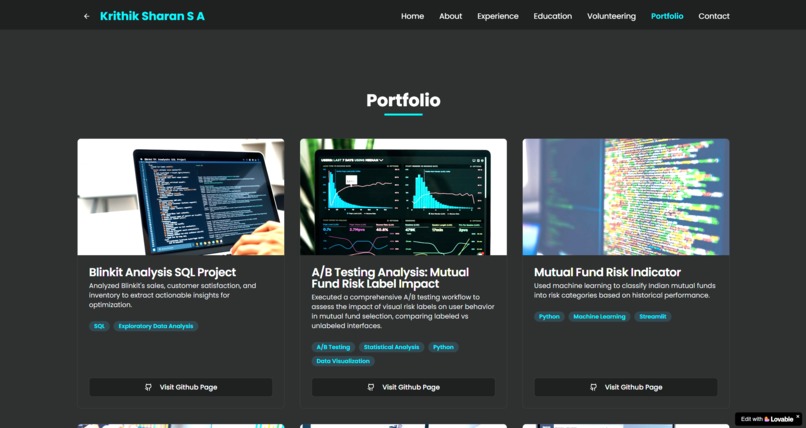 Krithik Sharan's Portfolio – screenshot 6