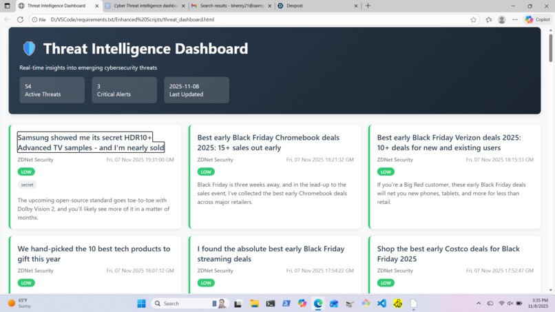 Threat Intelligence Dashboard  – screenshot 3
