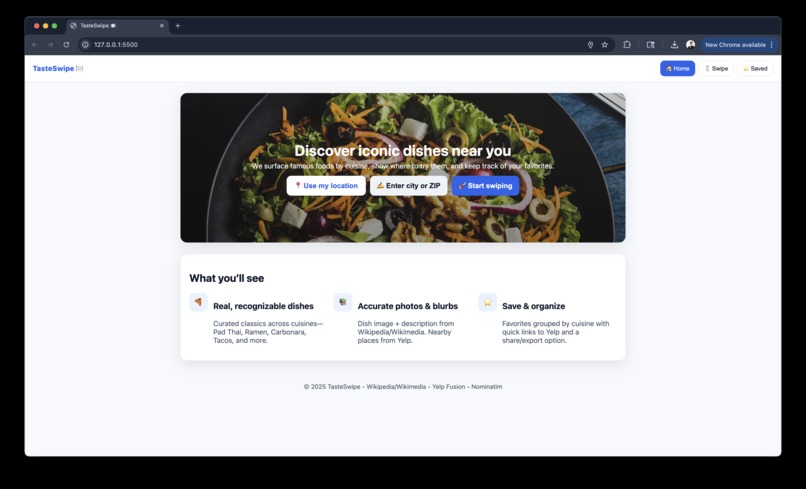 TasteSwipe – screenshot 1