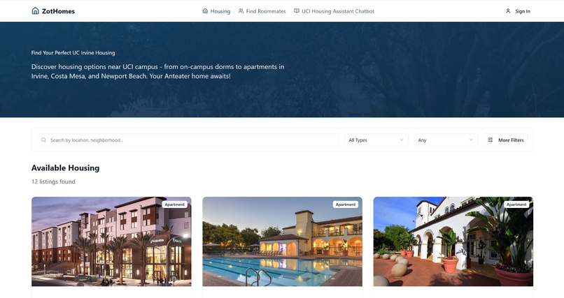 ZotHomes – screenshot 1