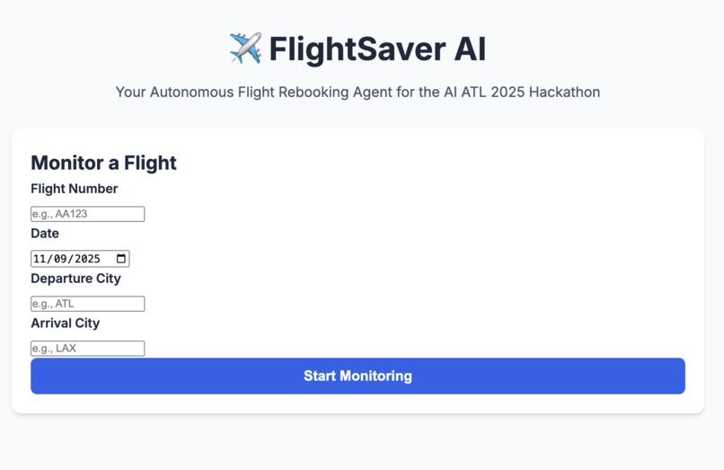 FlightSaver AI: Autonomous Flight Rebooking Agent – screenshot 1