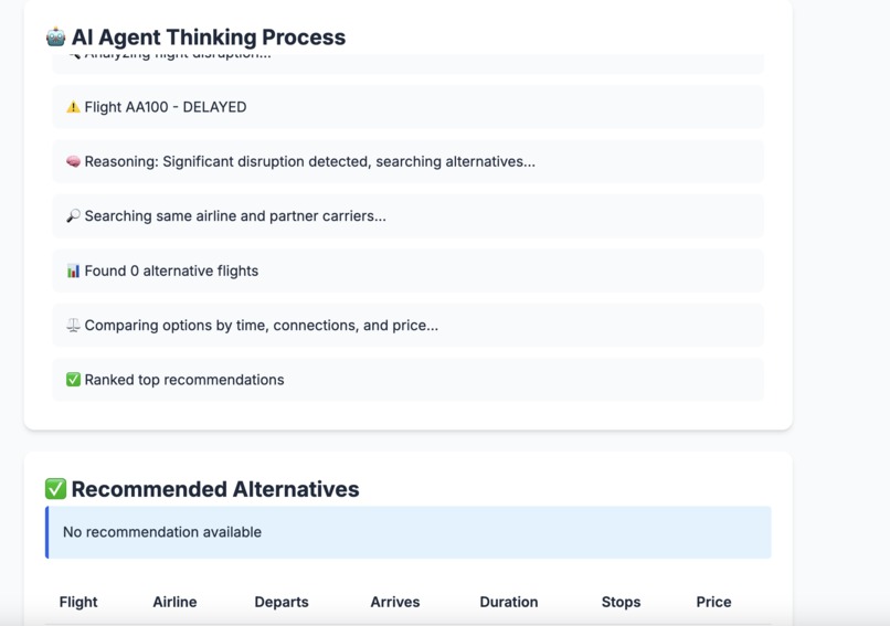 FlightSaver AI: Autonomous Flight Rebooking Agent – screenshot 2