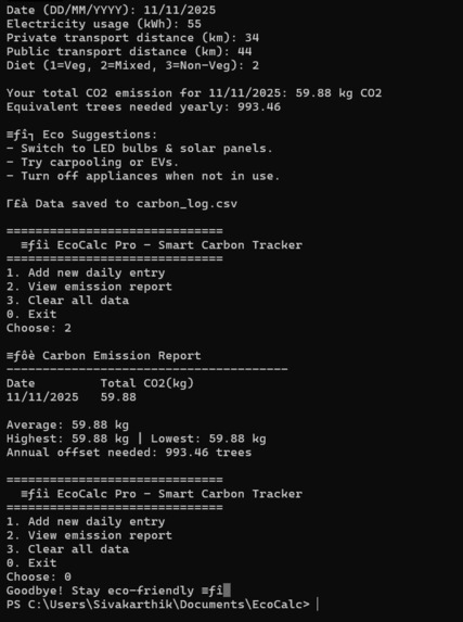 EcoCalc – screenshot 1