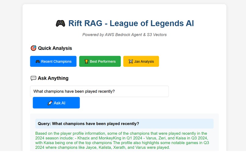 Rift RAG - Powered by AWS Bedrock Agent & S3 Vectors – screenshot 2