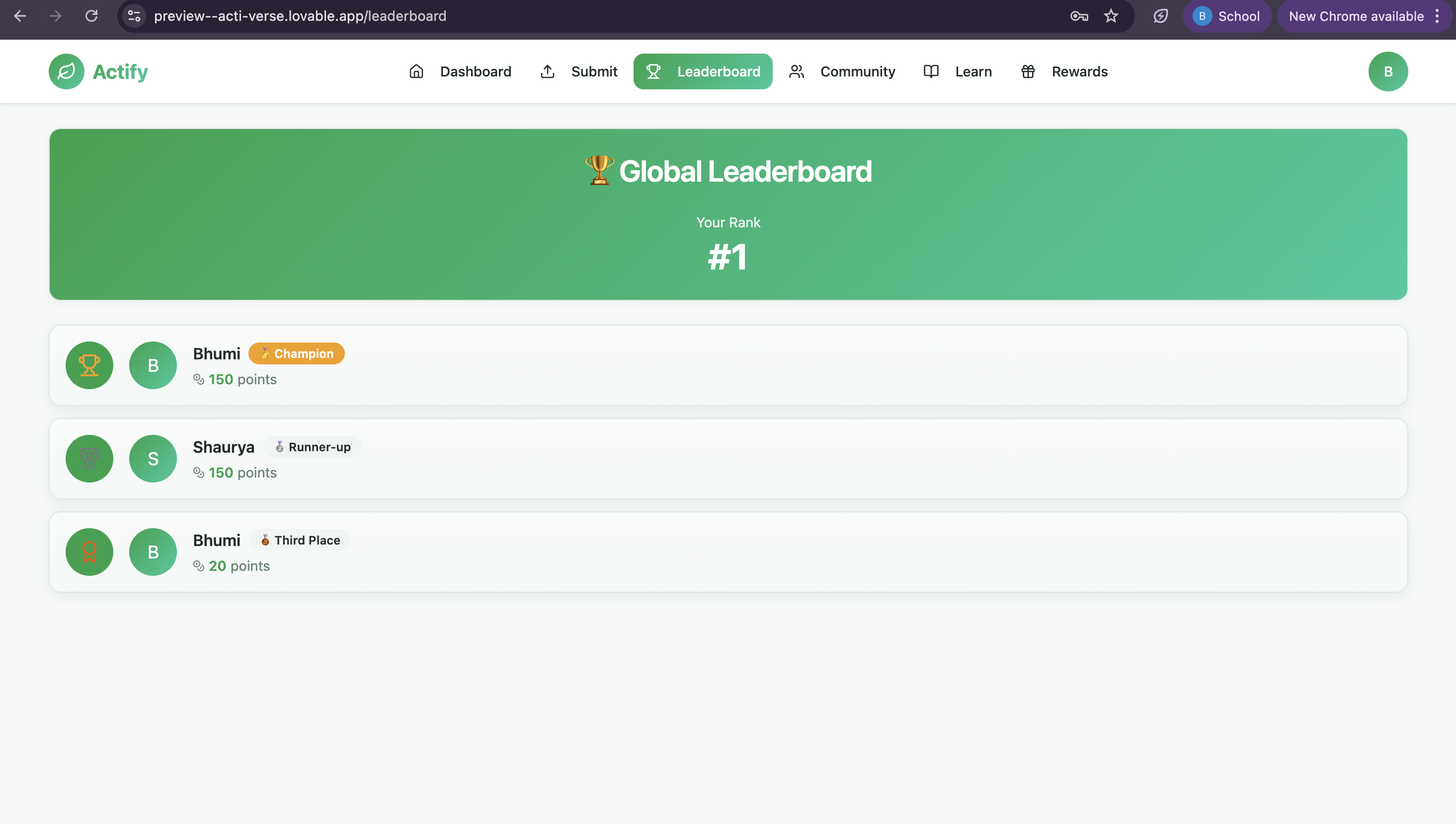 Actify – Climate Action Made Fun | Devpost