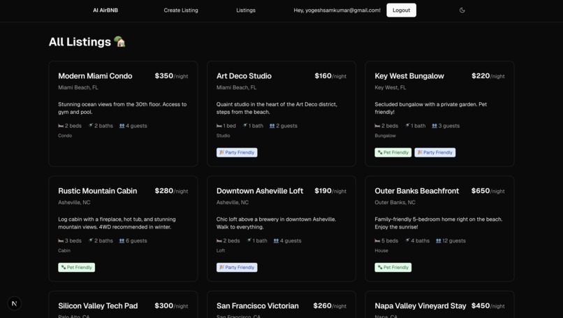 AI BnB – screenshot 1