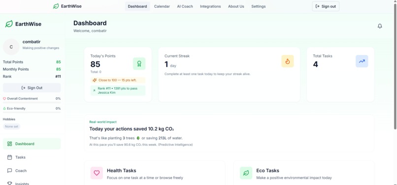 EarthWise – AI-personalized eco & wellness coach  – screenshot 4