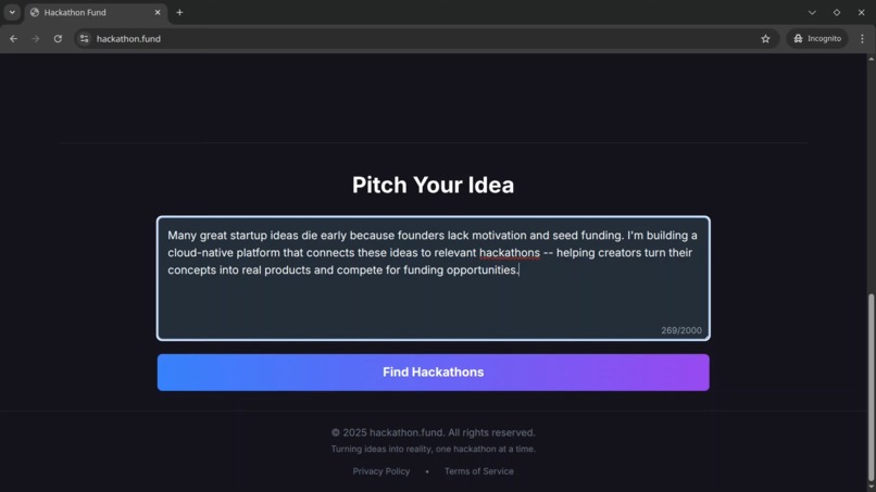 hackathon.fund – screenshot 2