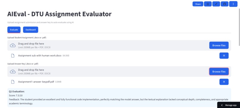AIEval – DTU Assignment Evaluator – screenshot 1