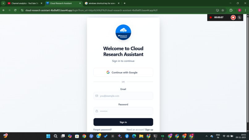 Cloud Research Assistant – screenshot 1