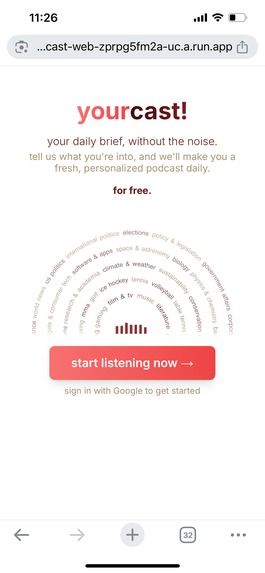yourcast! - Personalized AI Podcast App – screenshot 1