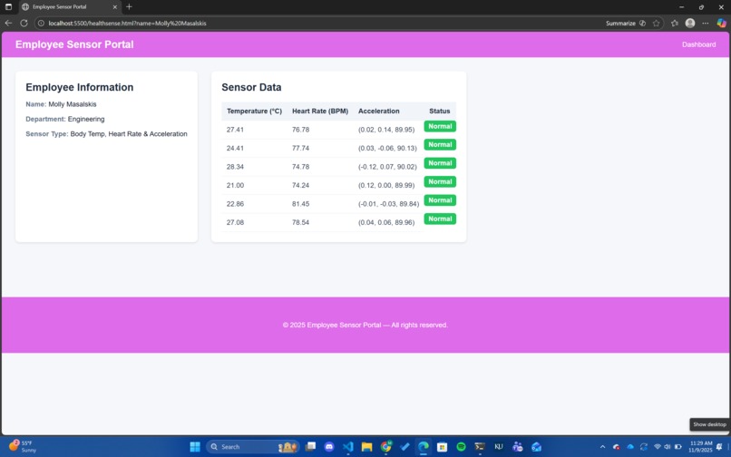 HealthSense – screenshot 2