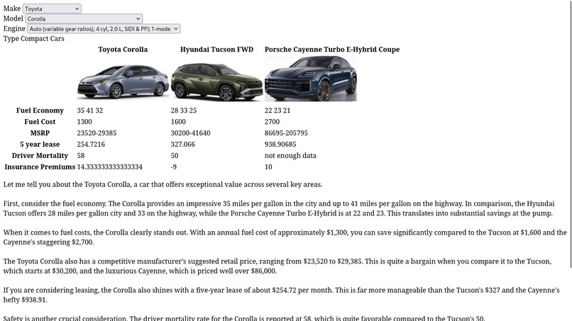 cars.compare – screenshot 1