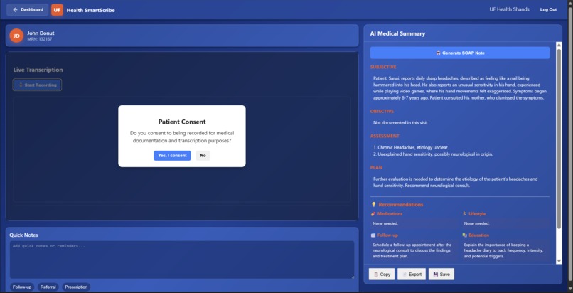 UF Health SmartScribe – screenshot 3