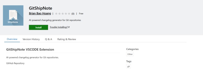 GitShipNote – screenshot 2