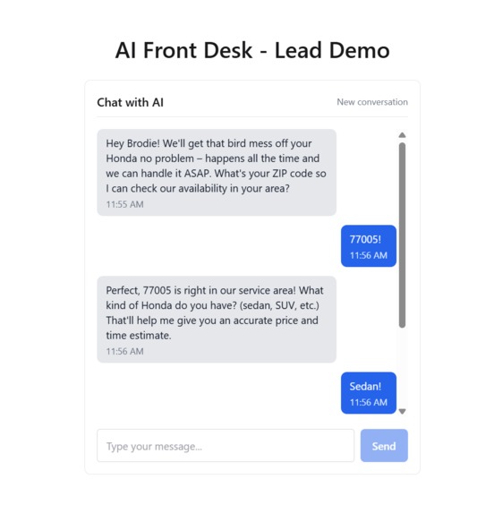 Agent Jones – AI Front Desk for Local Service Businesses – screenshot 2
