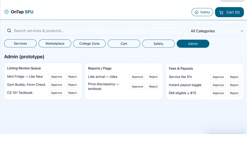 OnTap SPU-AI Powered Campus Marketplace & Collaboration Hub – screenshot 7