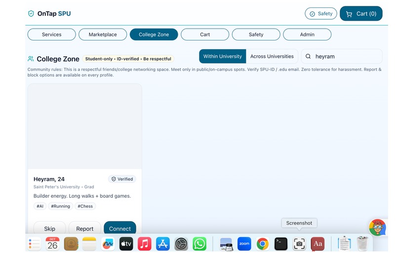 OnTap SPU-AI Powered Campus Marketplace & Collaboration Hub – screenshot 4