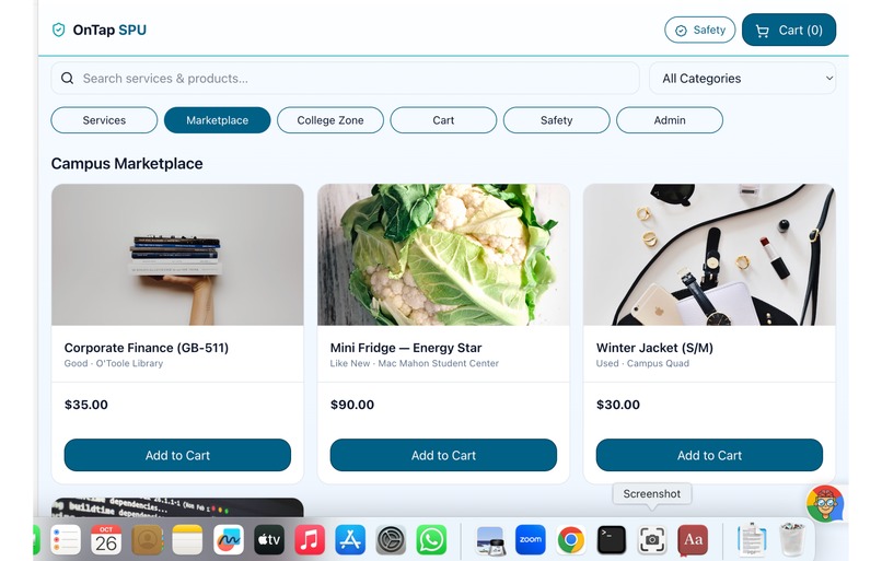 OnTap SPU-AI Powered Campus Marketplace & Collaboration Hub – screenshot 3