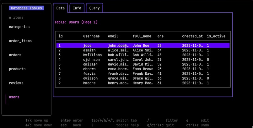 dbtui – screenshot 1