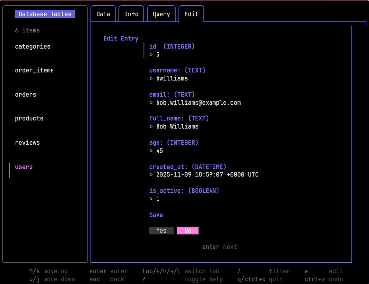 dbtui – screenshot 3