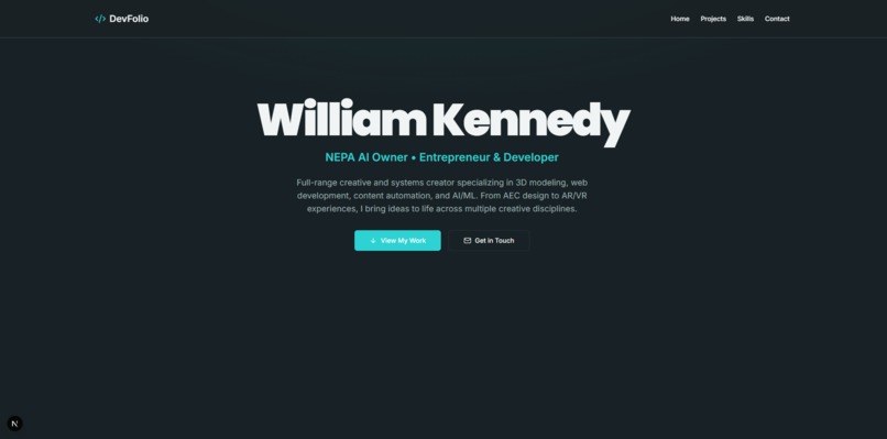 William Kennedy  - Devfolio – screenshot 1