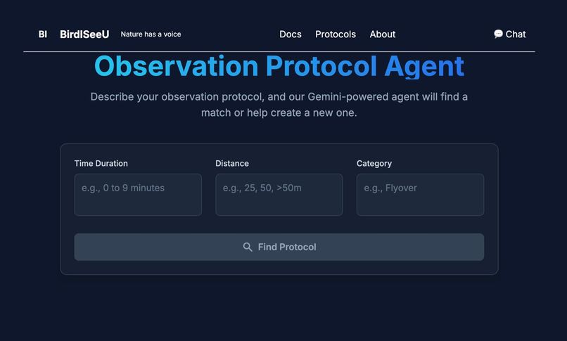 BirdISeeYou -  AI-Powered Bird Observation Protocol Finder – screenshot 1