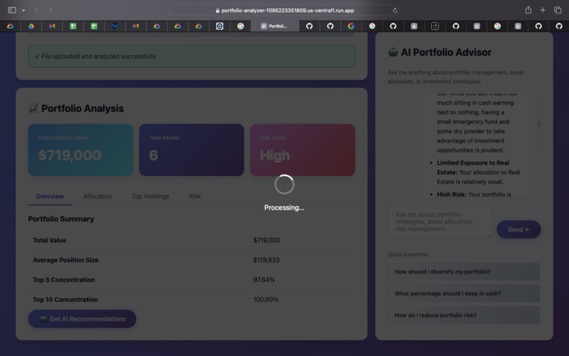 AI Portfolio Analyzer & Advisor – screenshot 1