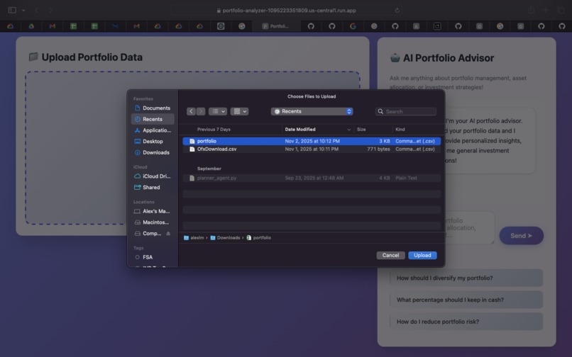 AI Portfolio Analyzer & Advisor – screenshot 2