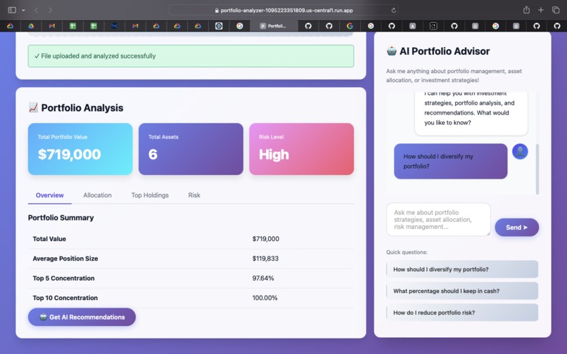 AI Portfolio Analyzer & Advisor – screenshot 4