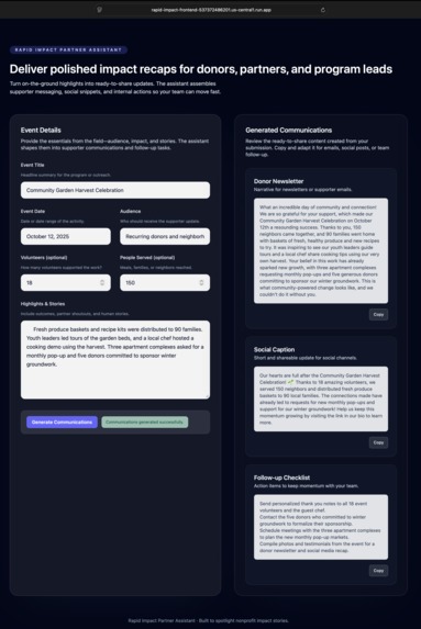 Rapid Impact Partner Assistant – screenshot 1