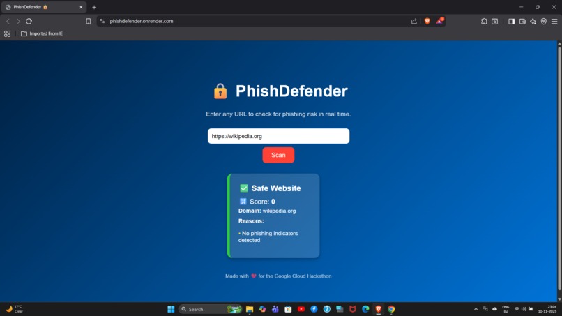 PhishDefender — Real-Time AI Phishing Detection on Cloud Run – screenshot 2