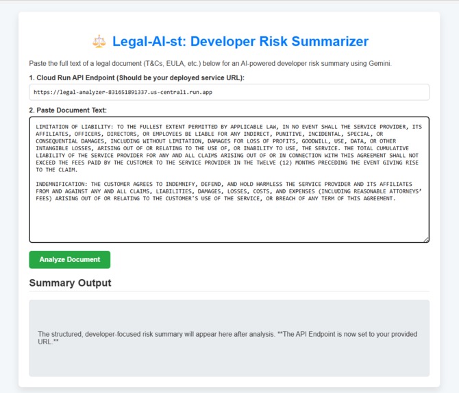 DevRisk Guard: Serverless Legal Analysis – screenshot 2