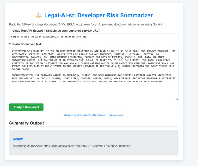 DevRisk Guard: Serverless Legal Analysis – screenshot 3