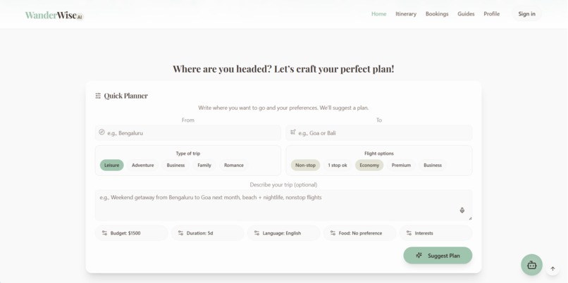  WanderWise AI – Agentic AI Travel Assistant – screenshot 2
