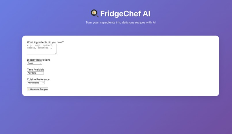 Fridge Chef AI – screenshot 1