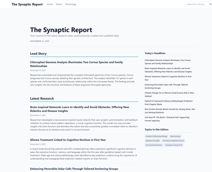 The Synaptic Report - Autonomous Scientific Newspaper – screenshot 1