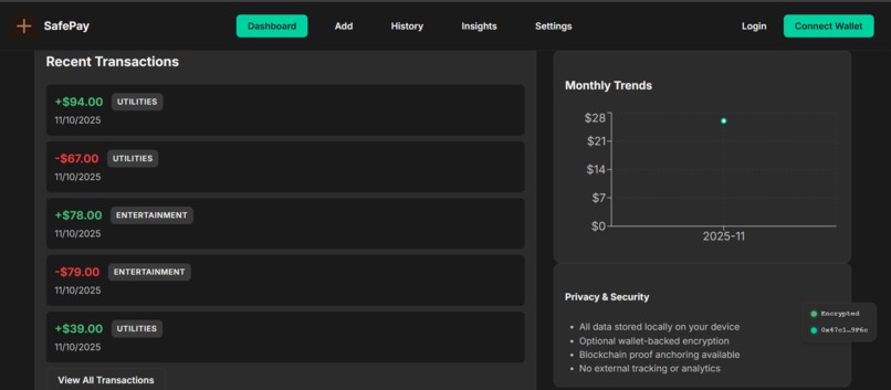 SafePay AI  Decentralized, Privacy First Financial Manage – screenshot 6