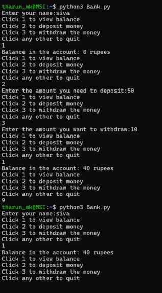 Bank backend in python – screenshot 1