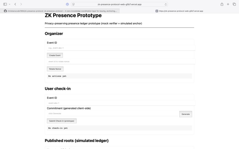 zk‑Presence Protocol – screenshot 1