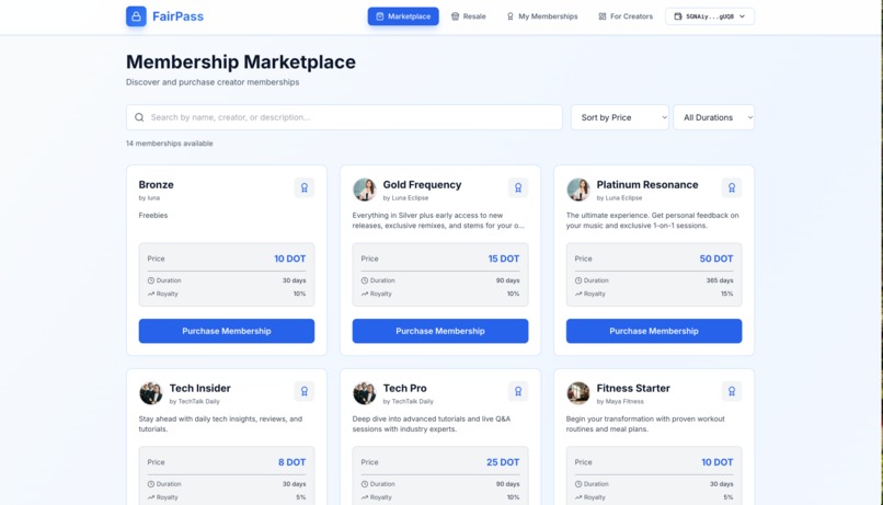 FairPass - Zero-Fee Creator Memberships on Polkadot – screenshot 4