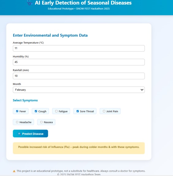 Early Detection of Seasonal Diseases – screenshot 1