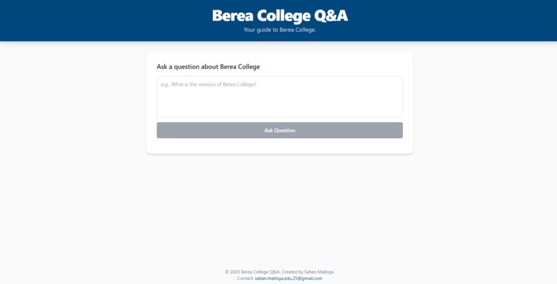 Berea College Q&A – screenshot 2
