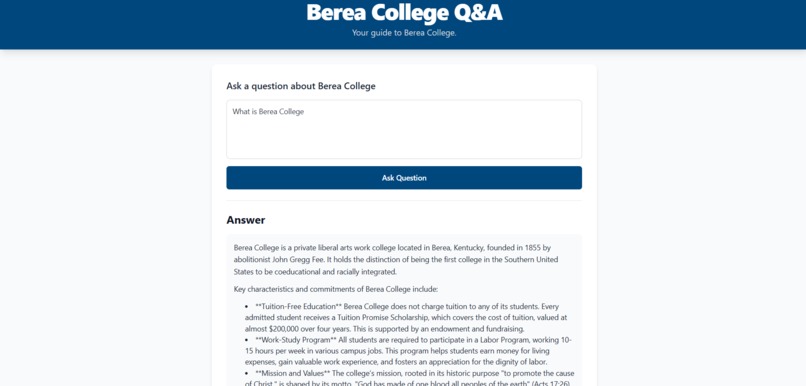 Berea College Q&A – screenshot 8