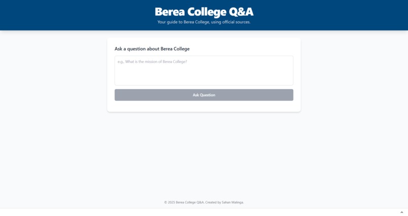 Berea College Q&A – screenshot 2