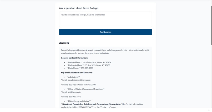 Berea College Q&A – screenshot 8