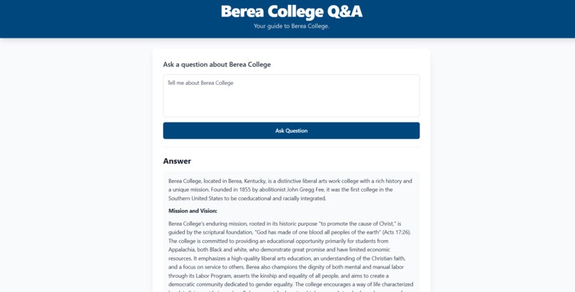 Berea College Q&A – screenshot 9